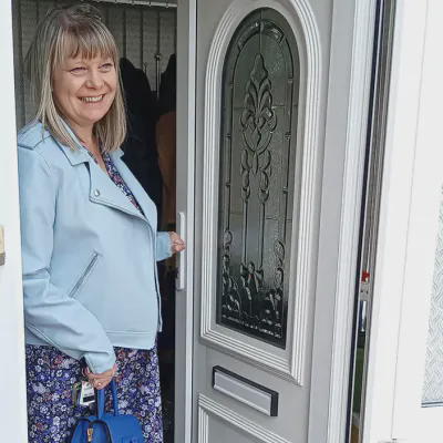 Happy CW Doors & Windows customer in Leicester after installation